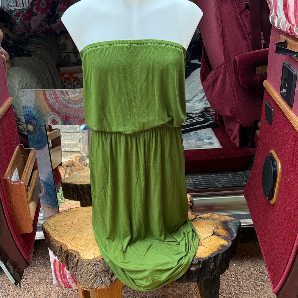MICHAEL Michael Kors Strapless Dress in Olive